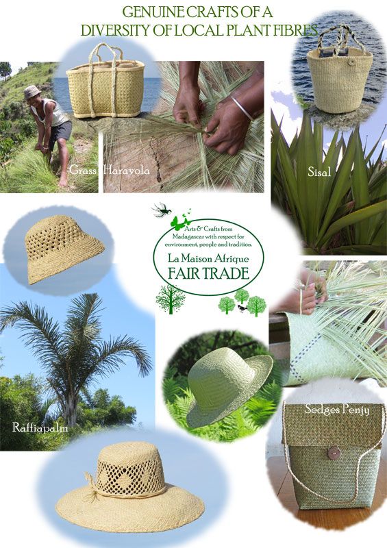 Genuine crafts from a variety of locally grown natural fibres